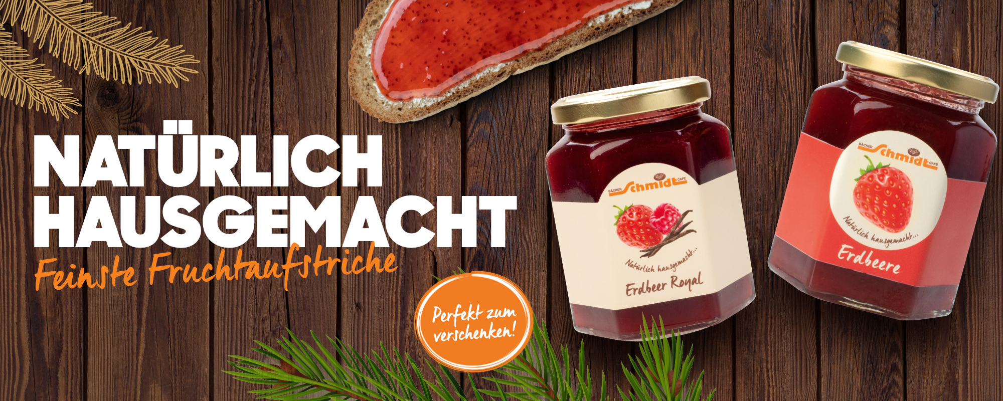 Header Fruchtaufstriche in weihnachtlicher Optik